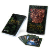 A partially open box of The Green World Oracle by Schiffer Publishing, Ltd. reveals illustrated cards with lush green foliage and leaf faces. Several uniquely designed tree oracle cards are spread out in front.