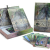 The Stone Circle Oracle by Schiffer Publishing, Ltd. is displayed with its box, booklet, and several vibrant stone and nature-themed cards fanned out—perfect self-exploration tools.