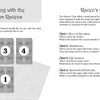 The Ravens Claw is a four-card cross spread using the Dream Raven Tarot by Schiffer Publishing, Ltd., with instructions and card meanings provided on the right for a mystical reading experience.