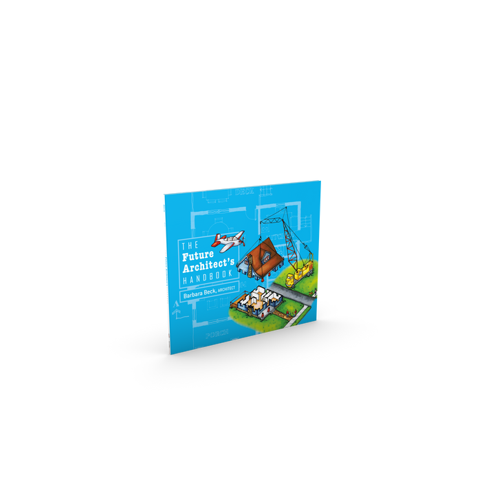 The Future Architect's Tool Kit by Schiffer Publishing, Ltd. features a blue cover with architectural drawings and colorful illustrations, making it ideal for aspiring architects interested in exploring architectural design.
