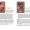 Two "Tarot D" deck cards, “4 of Swords” and “5 of Swords” by Schiffer Publishing, Ltd., feature vibrant designs and guidebook-style text that explains each card’s meaning, message, and advice.