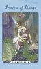 Illustration from The Enchanted Love Tarot by Schiffer Publishing, Ltd. shows a winged woman in a flowing dress with vibrant butterflies. "Princess of Wings" and "The Messenger" text symbolize guidance in relationships.