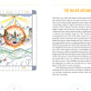 A page from Schiffer Publishing, Ltd.'s The Transparent Tarot (2nd Edition, Deck and Guidebook Box Set) features art of a mystical face amid rainbow mountains and sun, alongside text explaining Major Arcana symbolism and meanings.