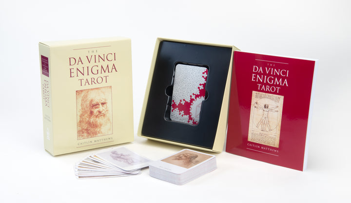 The Da Vinci Enigma Tarot (Deck and Guidebook Box Set) by Schiffer Publishing, Ltd. features a Leonardo da Vinci-inspired deck with sketch-style art and a guidebook, beautifully packaged together.
