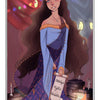 The Auset Gypsy Tarot by Schiffer Publishing, Ltd. features The High Priestess as a serene woman with long, wavy hair in a blue dress and crescent moon crown, holding a scroll among astrological symbols and stacks of books.