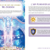 Two-page spread from Celestial Frequencies by Schiffer Publishing, Ltd. Left page features a radiant angel with glowing wings; right page provides intuitive guidance and explains gold star and purple shield healing activation symbols.
