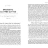 An open book from Clarity Tarot by Schiffer Publishing, Ltd. displays Chapter 1: Energetic Clutter Gutter. The left page explains why a home may feel unhomely; the right delves into thoughts, both inspired by Clarity Tarot insights and clear headings throughout.