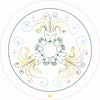 A circular Transparent Oracle deck by Schiffer Publishing, Ltd. features three stylized faces with colorful, swirling patterns as hair or energy, hands reaching inward, and the number 62 at the bottom of the vibrant design.