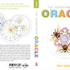 Book cover for Transparent Oracle by Schiffer Publishing, Ltd. Features geometric mandala art with bees, interconnected symbols, and colorful transparent title, inspired by the circular see-through deck; back displays a star-like diagram.