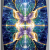 The Magical Dimensions Oracle Cards and Activators by Schiffer Publishing, Ltd. features a vibrant butterfly fractal with purple and gold wings on a star-filled blue-green background, perfect for intuitive guidance or affirmation card readings.