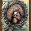 A squirrel sleeps peacefully in a cozy nest, an acorn nearby. The pastel scene evokes rest and gratitude. “PEACE / GRATITUDE.” appears below. From The Everglow by Schiffer Publishing, Ltd.