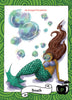 Illustration of a mermaid with flowing brown hair, green tail, and purple seashell top blowing bubbles. Text: "Air/Lungs/Circulation." Inspired by The Healthy Witch Oracle Cards by Schiffer Publishing, Ltd. Banner: Breath; black apple marked 31.