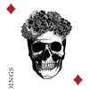 The Inner Eye Oracle by Schiffer Publishing, Ltd. features a 10 of Diamonds card labeled ENDINGS, displaying a black skull with blooming flowers atop it, all centered on a white background.