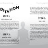 A two-page spread from Schiffer Publishing, Ltd.'s "The Elements of Becoming a Successful Astrologer" details three meditation steps for aspiring chart readers, including headings, instructions, and page numbers 24 and 25.