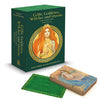 A green box labeled "Celtic Goddesses, Witches, and Queens Oracle" by Schiffer Publishing, Ltd. displays a red-haired woman, with two oracle cards beside it—one showing card art, the other the card back design.
