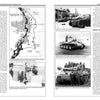 A two-page spread from Schiffer Publishing’s "11th Waffen-SS Freiwilligen Panzergrenadier Division 'Nordland'" features maps, diagrams, photos, and text on the division's deployments during early World War II attacks on the Narva Front.