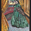 The Magic Lantern Sibilla by Schiffer Publishing, Ltd. features a Queen of Spades card labeled "Rival," depicting a woman in an ornate green gown and cape in an opera box, holding a black mask and watching a stage through golden curtains.
