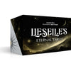 A black and gold box with celestial designs displays “Lieselle’s Eternal Tarot” by Schiffer Publishing, Ltd., featuring a sunburst side pattern that invites self-discovery.