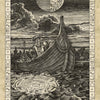 An old man stands on a wooden boat beneath a half-moon sky, gazing at a glowing magical circle on the water. The John Dee Oracle card by Schiffer Publishing, Ltd. reads “Green Magus” and “John Dee,” framed with mystical runes.