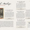 A vintage-style page titled Red Astrologer: William Lilly features his portrait, detailed oracles for love, work, health, guidance, a segment on Germains Bellring, and The John Dee Oracle by Schiffer Publishing, Ltd.