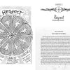 In "Eco-Spirituality in the 21st Century" by Schiffer Publishing, Ltd., one page displays an ornate ‘Respect’ illustration with oak leaves, Druid, Bard, Ovate; the opposite page starts Chapter 2: Respect with a decorative border and historical text.