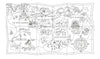 The "Fantasy World Coloring Book MAGIC MEADOWS - ROYAL KINGDOM - MERMAIDS’ BAY" by Schiffer Publishing, Ltd. features a hand-drawn map with castles, ships, mountains, and a compass rose in an enchanting style.