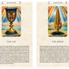 The Camelot Oracle by Schiffer Publishing, Ltd. features two illustrated tarot cards, The Cup and The Spear, with vibrant scenes and text connecting their Arthurian symbolism to your spiritual journey.