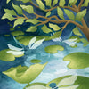 A pond with lily pads, fish, and dragonflies forms a magical forest scene on The Liminal Woods Oracle by Schiffer Publishing, Ltd. Leafy branches frame a blue droplet above. Card 23 is titled "Kinship" in this oracle deck image.