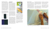 A spread from "Designing for Foundation Paper Piecing" by Schiffer Publishing, Ltd. shows pressing and joining fabric with photos on the left; on the right, hands trace lines over an eagle quilt design using a ruler and light table.