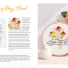 The Sunny Stitches Embroidery Kit Sunny Days Ahead by Schiffer Publishing, Ltd. features a hoop with colorful flowers and “Sunny Days Ahead,” yellow and orange felted blooms, an embroidery kit list, instructions, and backstitch tips.