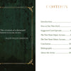A quote by Ralph Waldo Emerson graces a green background alongside a table of contents that details sections of *The Tree Tarot*—including the introduction, how to use the Tarot deck, spreads, and more—all inviting you to explore the forest wisdom within this Schiffer Publishing, Ltd. release.