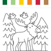 Bring charming forest scenes to life with the I Heart Art Forest Friends Watercolor Paint Pad from Schiffer Publishing, Ltd. This coloring page features a moose standing between trees and two birds soaring above, perfect for any children’s painting book with delightful woodland designs. At the top of the page, you’ll find six handy color swatches—dark green, light green, yellow, orange, red, and brown—making it ideal for experimenting with your favorite watercolors.