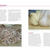 A two-page spread from Schiffer Publishing, Ltd.'s "Natural Dyeing with Plants," showcasing yarn and fiber samples in yellow, tan, and gray, close-ups of wood chips, and text on coloring plants and dyeing techniques.