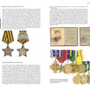 A spread from "Blue Seas, Red Stars" by Schiffer Publishing, Ltd. showcases WWII and Soviet military medals, award documents, and US Navy officer portraits with descriptions of each individual and their honors on a white background.