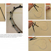 The two-page spread from *Hardwood Edging and Inlay for Curved Tables* by Schiffer Publishing, Ltd. features step-by-step photos and diagrams showing how to use a compass and flexible straightedge to draw a curved heart shape, with clear captions and explanations.