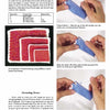 The Knitting Beaded Purses magazine page from Schiffer Publishing, Ltd. features a bead size chart, swatches, step-by-step Uridai Stitch photos, plus tips and error correction—ideal for antique or vintage beaded purse projects.