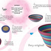 Step-by-step illustrated instructions for crafting a decorative bowl using Schiffer Publishing, Ltd. Paper. The image features paper rolls, a coiled base, and a finished multicolored bowl—ideal for DIY projects.