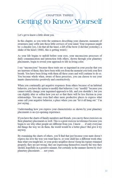 A page from The Beginner's Guide to Astrology by Schiffer Publishing, Ltd. discusses understanding personal traits, behaviors, and planetary influences—perfect for anyone learning astrology. Page number 51 is shown at the bottom.