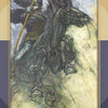 A stylized tarot card from Schiffer Publishing, Ltd.’s The Ring Cycle Tarot shows a long-haired figure riding a dark horse with a spear, labeled Justice – Wotan’s Spear, with swirling colors inspired by the Ring of the Nibelung.