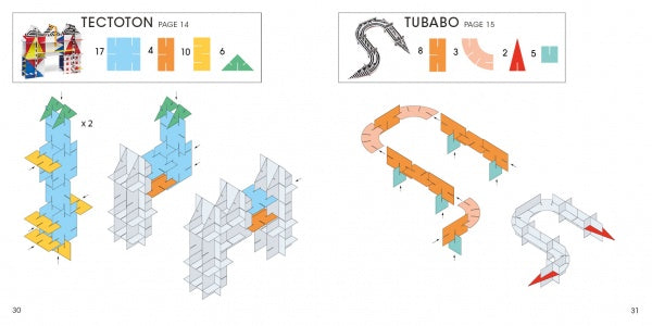 A vibrant diagram from ArchiTek by Schiffer Publishing, Ltd. sparks kids’ creativity and inspires unique 3-D building ideas.