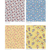 Vintage Children's Fabrics by Schiffer Publishing, Ltd. features four playful swatches: monkeys on gray, dancing figures on blue, red-eared elephants on yellow, and monkeys eating bananas on yellow, all with whimsical vintage charm.