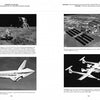 A book spread from "Conquest of the Skies" by Schiffer Publishing, Ltd. showcases four black-and-white photos: an Apollo astronaut on the Moon, the ISS, the Space Shuttle Enterprise, and SpaceShipOne—key aviation milestones.