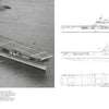 An aerial black-and-white photo of USS Yorktown (CV-5) at sea appears left, with technical line drawings of the ship’s side, top, and front views on the right. Brand: Schiffer Publishing, Ltd.