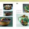 A page featuring What Makes a Potter by Schiffer Publishing, Ltd., showcasing American studio ceramics with unique shapes, vibrant glazes, and functional pottery by artists like Robbie Lobell and Lisa Orr.