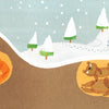 From Lili's Seasons by Schiffer Publishing, Ltd.: Two foxes and two bears sleep in cozy burrows while two children in winter clothes walk above—a gentle picture book for ages 4-8, perfect for learning about animals and seasons in winter.
