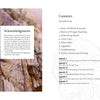 In Schiffer Publishing, Ltd.'s "Spalting 101," the left page shows an acknowledgment over textured wood, while the right displays a table of contents with topics like wood and fungal anatomy, DIY spalting, and appendices on a subtle wood grain background.