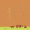 This illustration from Schiffer Publishing, Ltd.'s "Baby Animals" shows two flat bear templates with folding lines plus three assembled brown bears—a parent and two cubs—on grass, ideal for kids’ origami or animal family crafts.