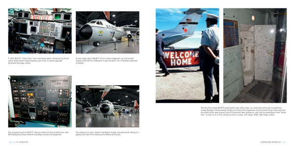 A collage featuring the C-141 Starlifter by Schiffer Publishing, Ltd., the famous USAF transport aircraft.