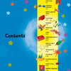The Plastic table of contents by Schiffer Publishing, Ltd. features playful recycling craft illustrations—dragon, ladybug, airplane, octopus—with page numbers on a yellow bar against a blue starry background.