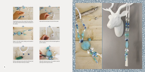 A step-by-step guide for creating Dream Catchers by Schiffer Publishing, Ltd., is shown with photos and instructions, while the right page displays a finished boho wall hanging—perfect for eclectic home décor.